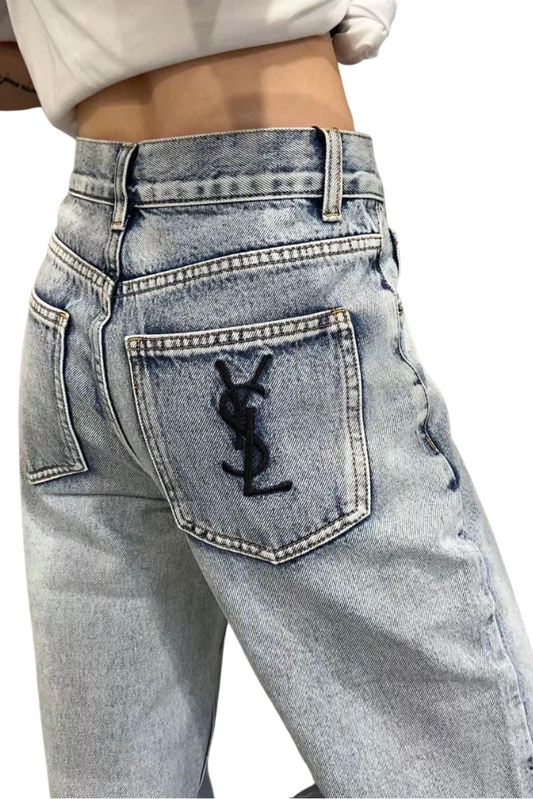 Script Straight-leg Jeans