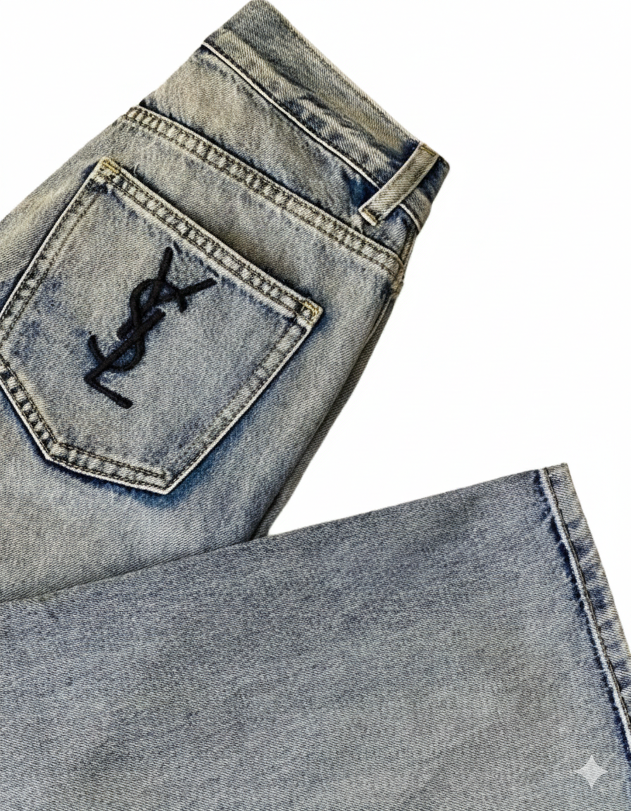 Script Straight-leg Jeans